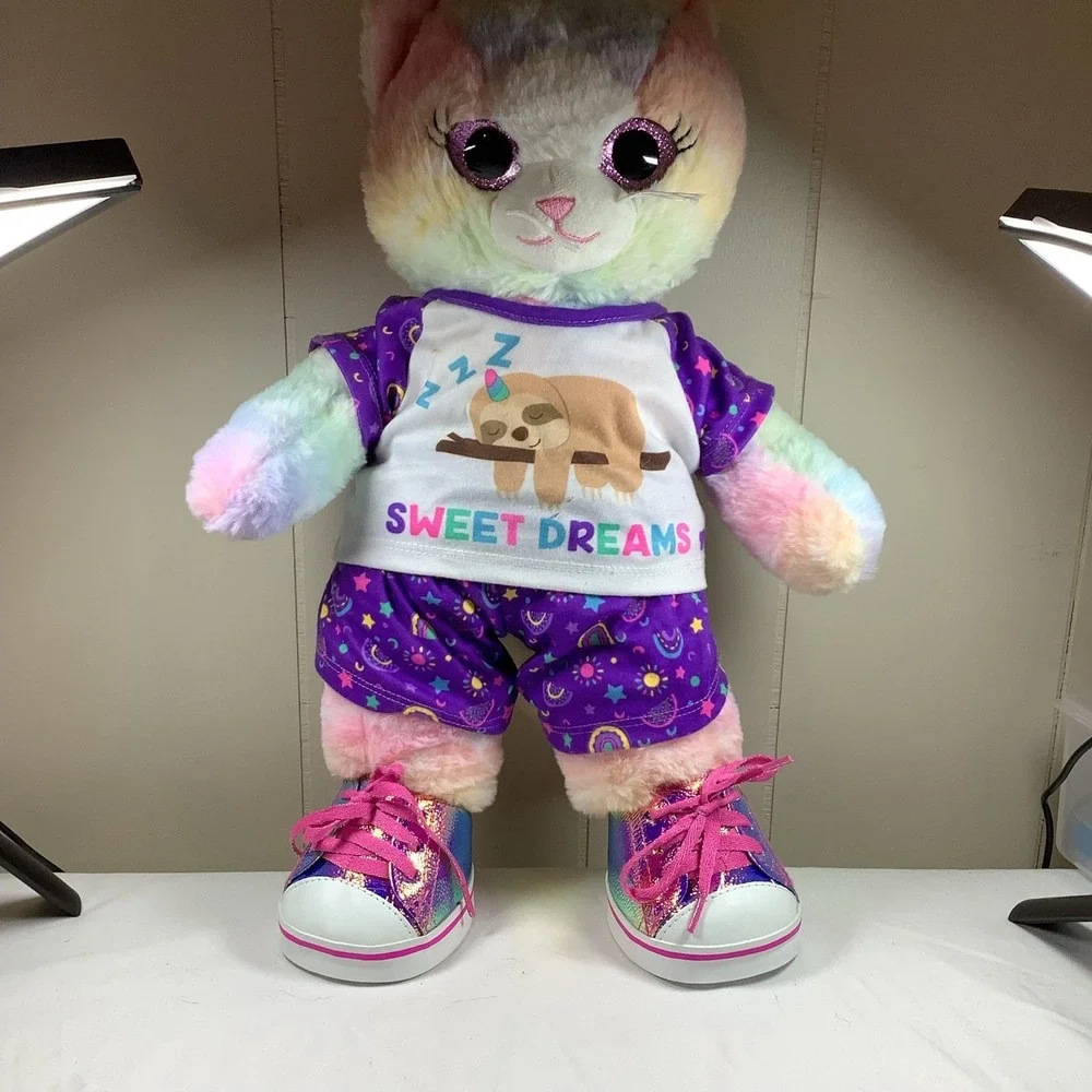 Build A Bear Rainbow Kittycorn Plush Sloth PJs‎ Shoes BAB